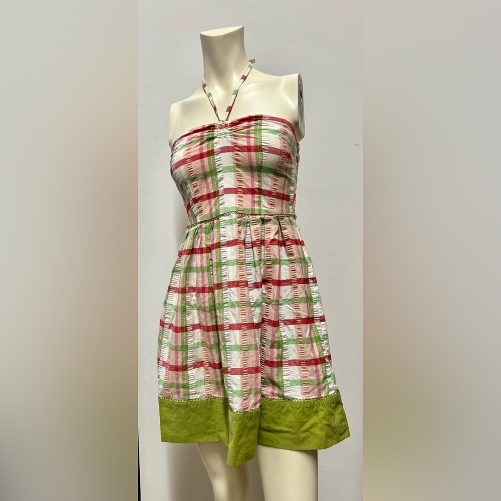 Vintage juicy couture tube top dress with charms, multi colored striped, size: P
